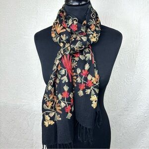 Asian Eye NWT Wool Embroidered Oblong Scarf